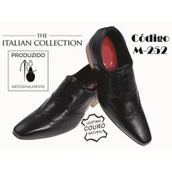 Sapato Masculino Italiano Em Couro Preto Fosco - 0... - Art Sapatos ®