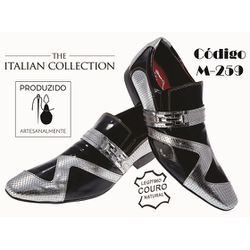 Sapato Masculino Italiano Em Couro Preto Vernizado... - Art Sapatos ®