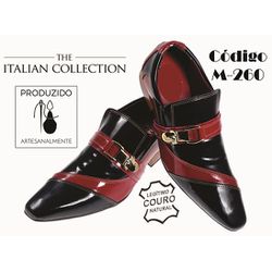 Sapato Masculino Italiano Em Couro Vermelho Com Pr... - Art Sapatos ®