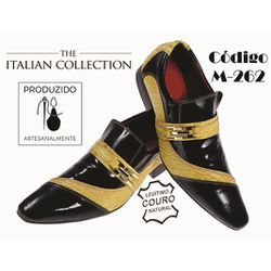 Sapato Masculino Italiano Em Couro Preto Verniz Co... - Art Sapatos ®