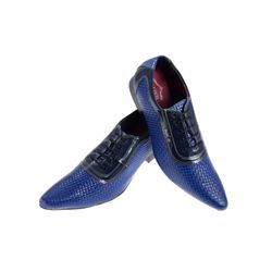 Sapato Masculino Em Couro Azul Bico Fino - 01268 - Art Sapatos ®