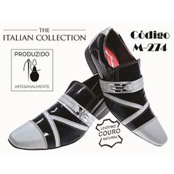 Sapato Masculino Italiano Em Couro Branco Com Pret... - Art Sapatos ®