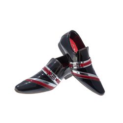 Sapato Masculino Italiano Em Couro Preto Com Prata... - Art Sapatos ®
