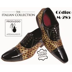Sapato Masculino Italiano Em Couro Onça Envernizad... - Art Sapatos ®