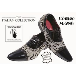 Sapato Masculino Italiano Em Couro Vaca Com Pelo -... - Art Sapatos ®