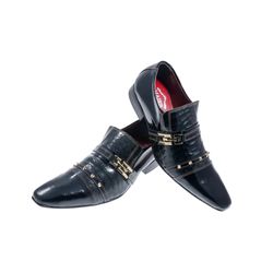 Sapato Masculino Italiano Em Couro Preto Escamado ... - Art Sapatos ®