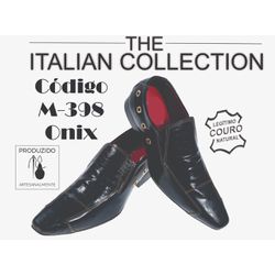 Sapato Masculino Italiano Em Couro Preto Avestruz ... - Art Sapatos ®