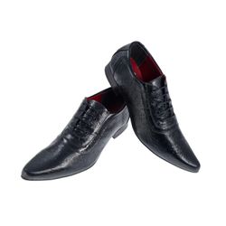 Sapato Masculino Italiano Em Couro Preto Avestruz ... - Art Sapatos ®