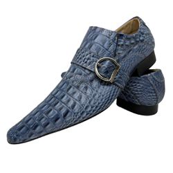 Sapato Masculino Italiano Em Couro Croko Azul - C... - Art Sapatos ®