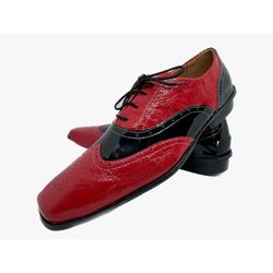 Sapato Masculino Italiano Em Couro Vermelho Verniz... - Art Sapatos ®