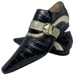 Sapato Masculino Italiano Em Couro Preto Social Cr... - Art Sapatos ®