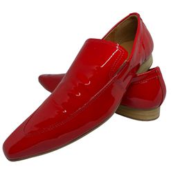 Mocassim Masculino Italiano Em Couro Vermelho Vern... - Art Sapatos ®