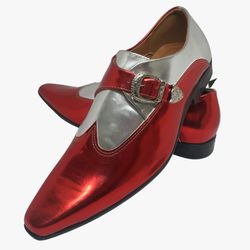 Sapato Masculino Italiano Em Couro Social Vermelho... - Art Sapatos ®