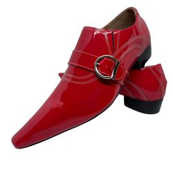 Sapato Masculino Italiano Em Couro Social Vermelho... - Art Sapatos ®