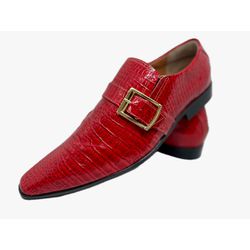 Sapato Masculino Italiano Em Couro Social Vermelho... - Art Sapatos ®