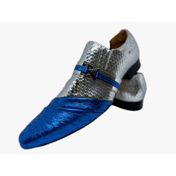 Sapato Masculino Italiano Em Couro Social Azul Ser... - Art Sapatos ®