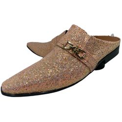 Babuche Masculino Em Couro Social Rosa Glitter Ref... - Art Sapatos ®