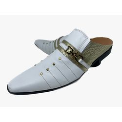 Babuche Masculino Em Couro Social Dourado Serpente... - Art Sapatos ®