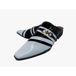 Babuche Masculino Em Couro Social Preto E Branco V... - Art Sapatos ®