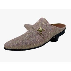 Babuche Masculino Em Couro Social Rosa Glitter Ref... - Art Sapatos ®