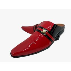 Babuche Masculino Em Couro Social Vermelho Verniz ... - Art Sapatos ®