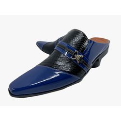 Babuche Masculino Em Couro Social Azul Serpente Re... - Art Sapatos ®