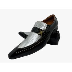 Sapato Masculino Italiano Em Couro Prateado Réptil... - Art Sapatos ®