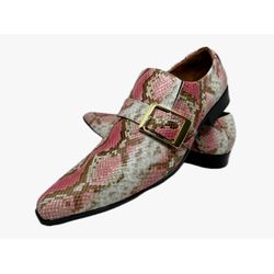 Sapato Masculino Italiano Em Couro Rosa Serpente R... - Art Sapatos ®