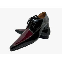 Sapato Masculino Italiano Em Couro Preto e Bordô B... - Art Sapatos ®