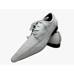 Sapato Masculino Italiano Em Couro Branco Bico Fin... - Art Sapatos ®