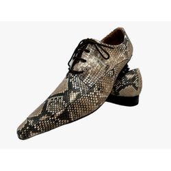 Sapato Masculino Italiano Em Couro Serpente Bico F... - Art Sapatos ®