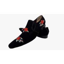 Sapato Masculino Italiano Em Couro Preto Bordado R... - Art Sapatos ®