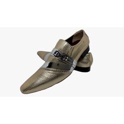 Sapato Masculino Italiano Em Couro Dourado Serpent... - Art Sapatos ®