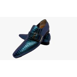 Sapato Masculino Italiano Em Couro Azul Réptil Ref... - Art Sapatos ®