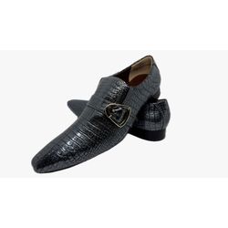 Sapato Masculino Italiano Em Couro Prateado Réptil... - Art Sapatos ®