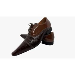 Sapato Masculino Italiano Em Couro Marrom Réptil R... - Art Sapatos ®