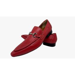 Sapato Masculino Italiano Em Couro Vermelho Mocass... - Art Sapatos ®