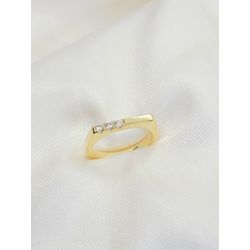 Anel Com Três Zircônias Banhado à Ouro - 978.25 - A S JOIAS E SEMIJOIAS