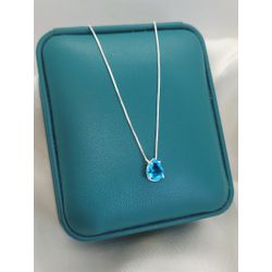 Colar Em Prata 925 Com Pingente De Gota Azul Turqu... - A S JOIAS E SEMIJOIAS