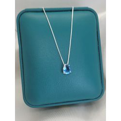 Colar Em Prata 925 Com Pingente De Gota Azul 1cm -... - A S JOIAS E SEMIJOIAS