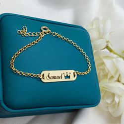 Pulseira Personalizada Infantil Banhada a Ouro Cor... - A S JOIAS E SEMIJOIAS