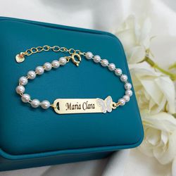 Pulseira Personalizada Infantil Banhada Com Detalh... - A S JOIAS E SEMIJOIAS