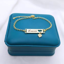 Pulseira Personalizada Infantil Banhada Coração - ... - A S JOIAS E SEMIJOIAS