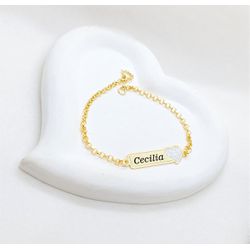 Pulseira Personalizada Infantil Banhada a Ouro Com... - A S JOIAS E SEMIJOIAS