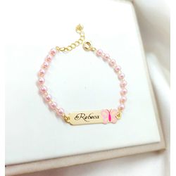 Pulseira Personalizável Infantil Banhada a Ouro De... - A S JOIAS E SEMIJOIAS