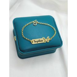 Pulseira Infantil Personalizável De Borboleta Banh... - A S JOIAS E SEMIJOIAS