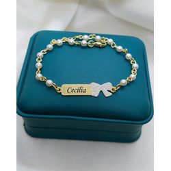 Pulseira Personalizada Infantil Banhada Com Detalh... - A S JOIAS E SEMIJOIAS