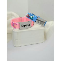 Pulseira Infantil Silicone Com Placa Personalizada... - A S JOIAS E SEMIJOIAS