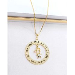 Colar Banhado a Ouro Com Dados Do Nascimento Menin... - A S JOIAS E SEMIJOIAS