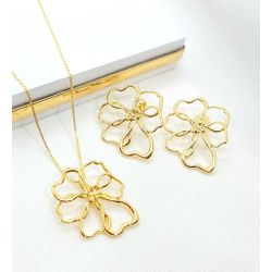Conjunto Flor Banhado a Ouro - 999.51.16 - A S JOIAS E SEMIJOIAS
